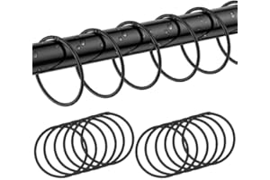 12 Pack Shower Curtain Rings,Black Rustproof Shower Curtain Hooks,Metal Round Shower Ring Hooks for Bathroom,Changing Room,Wi