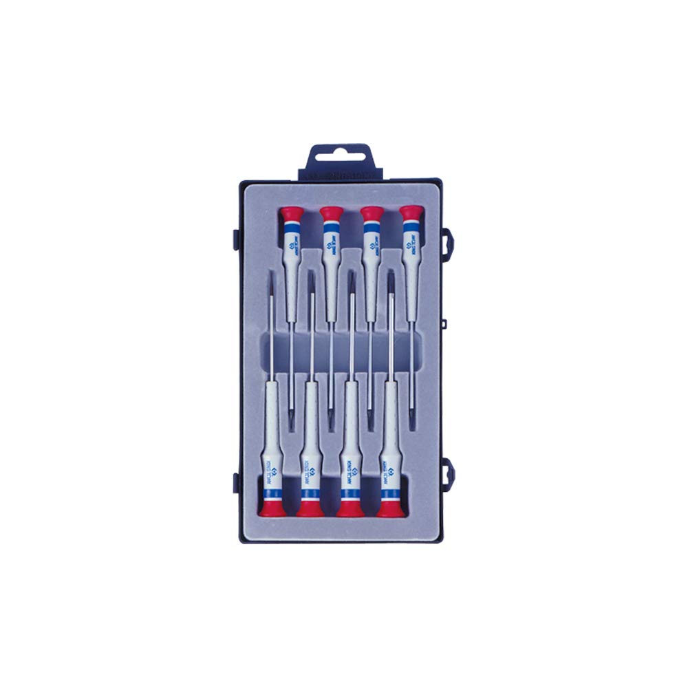 KING TONY 32218MR Set Destornilladores Ranurados De Precision for DIYers & Professionals, Built for Repair, Installation and Workshop tasks, 8 Pieces