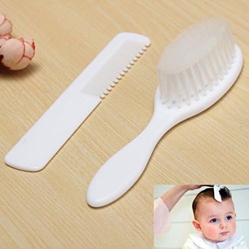 Moppi Baby Newborn Kid Toddlers Mini Brush Comb Bath Hair Accessories Scalp Care Safety Pigtail White Soft Tools Set