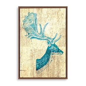 Framed Home Artwork Deer Wood for Living Room Bedroom