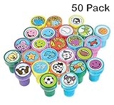 Kidsco Stamps Assortment For Kids – 50 Plastic Self-Ink Stampers – To Motivate And Bribe Kids - Kids Arts & Crafts, Collections, Prizes, Bag Stuffers – By