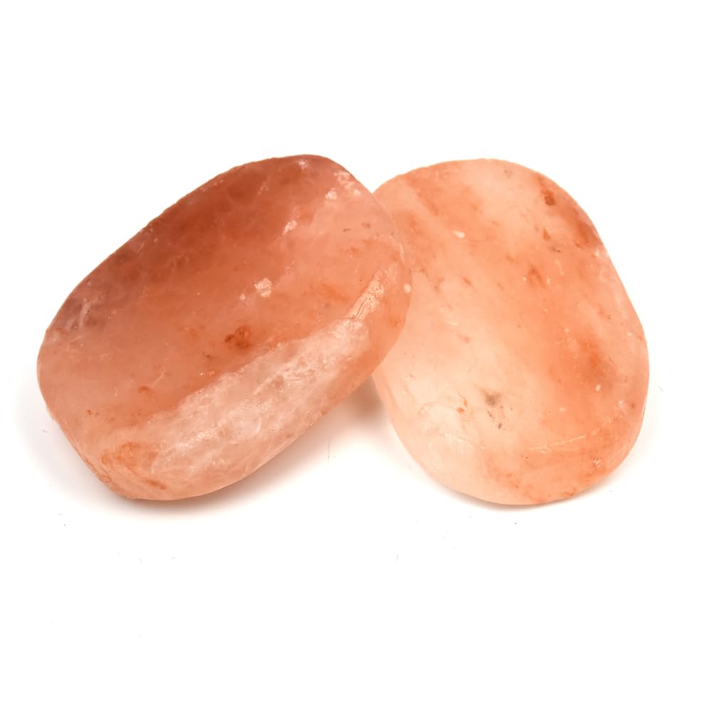 Windfulogo 2 Pcs Himalayan Salt Hot Massage Stones Cold Stones Set Warm Rocks Kit for Facial &Body SPA 3.14 x 2.36 in