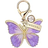 MONNEL MC672 Little Butterfly Lobster Clasp 3D Charm for Women with Velvet Bag (Purple,1 Piece)