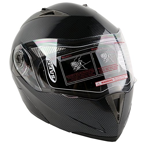 TCMT Adult Carbon Fiber Black Full Face Motorcycle Helmet DOT M