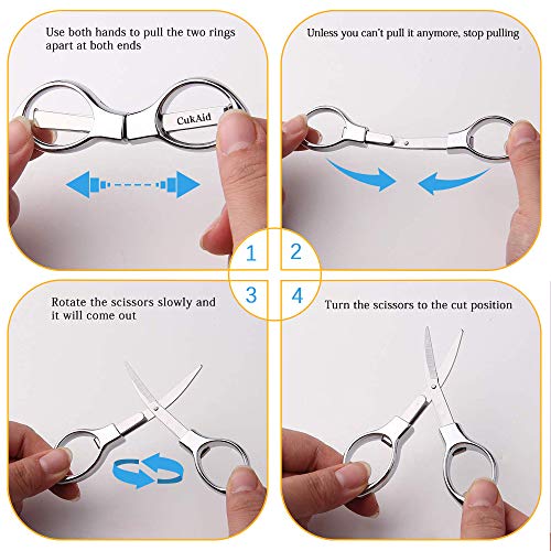CUKAID Folding Safety Scissors - Comfortable Zinc Alloy Grip Sharp Titanium Blade, 2-Pack