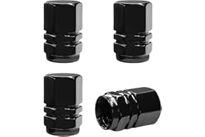 LSKASELUE 4 PCS Car Tire Valve Stem Caps, Dustproof Aluminum Wheel Valve Covers with O Rubber Seal, Leak-Proof Hexagon Shape 