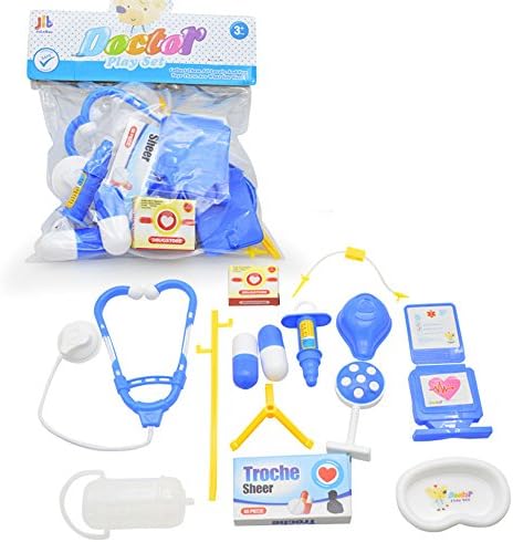GREATLOVE Funny Child Doctor Medical Suit - 12pcs Doctor Stethoscope Syringe Drip Set Suits Boys and Girls Small Toys, Perfect Birthday Present, Blue