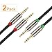 Super HD 3.5mm Aux Stereo Audio Cable Tangle-Free Slim Cable Male Type Compatible for Car,Stereo Audio Devices,PC,Tablets,Smartphones and MP3 players -24K Gold Plated Step Down Design Metal Connectors with High Purity Oxygen Free Copper Conductor -3Feet-2Pack