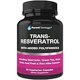 Resveratrol Supplement - Potent 1400mg Formula with Trans Resveratrol, Quercetin, Grape Seed, Green Tea, Acai and Red Wine Extract - 60 Veggie Capsules