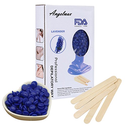 Hard Wax Beans 10.6 oz + 5pcs Wax Applicator Sticks – Stripless & Painless Depilatory Waxing Kit – Natural Wax Beads – For Legs, Underarms, Brazilian Bikini, Eyebrow, Upper Lip, Face & Body (J)