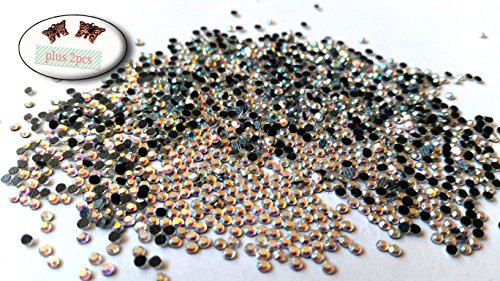 GoldenLiving168 Crystal AB Round 1000pcs Rhinestone 2mm (6ss) 3D Acrylic Nail Art Decoration Cellphone Case USA SELLER! FAST SHIPPING! 2 large butterfly charms included