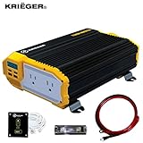 KRI&Euml;GER 1100 Watt 12V Power Inverter Dual 110V AC Outlets, Installation Kit Included, Automotive Back Up Power Supply For Blenders, Vacuums, Power Tools MET Approved According to UL and CSA.