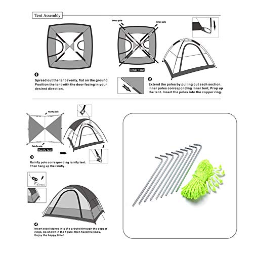 SEMOO Camping Tent Water Resistant 3-Person 1 Door 3-Season Lightweight Dome Tent with Portable Bag - Thumbnail 5