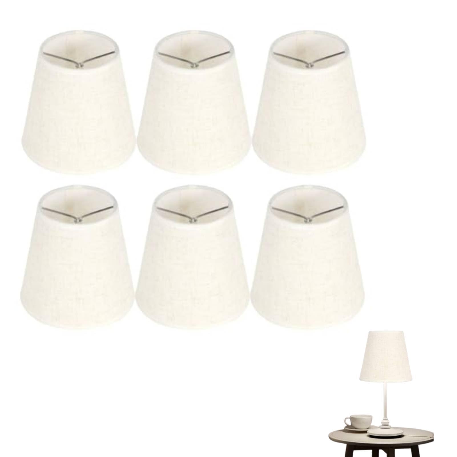 6Pcs Clip On Lamp Shades, Small Lamp Shade, Clip On Bulb Chandelier Shade Candle Lampshades Cream Ceiling Light Pendant Light Lamp Shades