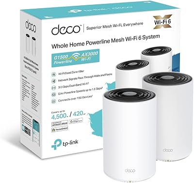 TP-Link Deco PX50 AX3000 Mesh Wi-Fi 6 System G.hn Powerline 2 Pack 4500 sq ft