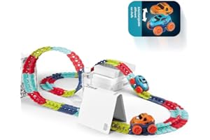 VEOOK (138pcs) Car Track Set Race Track Toys for Boys Kids Toy Birthday Gifts with LED Light-Up Race Car,Flexible Changeable Magic Race Car Track Toys for 3 4 5 6 7 8+Year Old Boys Girls