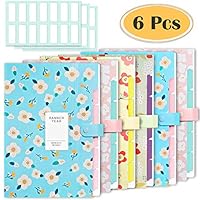 Selizo 6 Pcs File Organizer Expanding File Folder Organizer with 5 Pockets Plastic A4 Size File Folders and 168 Pcs File Folder Labels for School Teacher Office Documents