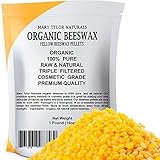 Organic Yellow Beeswax Pellets 1 lb by Mary Tylor Naturals, Premium Quality, Cosmetic Grade, Triple Filtered Organic Bees Wax Pellets, Great for DIY Lip Balm Recipes Body Creams Lotions Deodorants