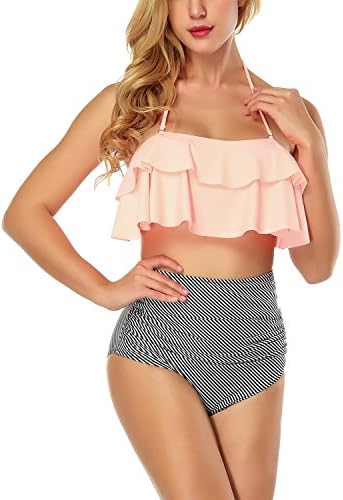 JULNN Women's Fashion Two Piece Swimsuits High-waisted Bikini Sets