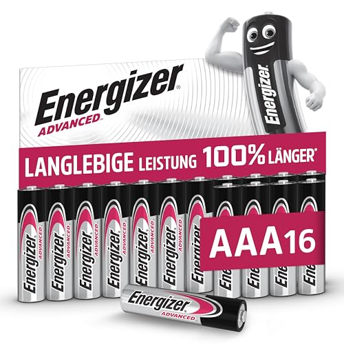 Advanced - AAA Batterien (16 Stück) - 1,5V Alkali-Batterien - Leistungsstark und Langlebig - Made in EU - 100% plastikfreie Verpackung - 10 Jahre lagerfähig [Exklusiv bei Amazon]
