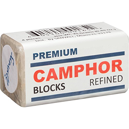 Camphor Block, 4 Tablets - Premium Refine Alcamphor Sanvall - No Residue Bed Bug Tool Tarnish