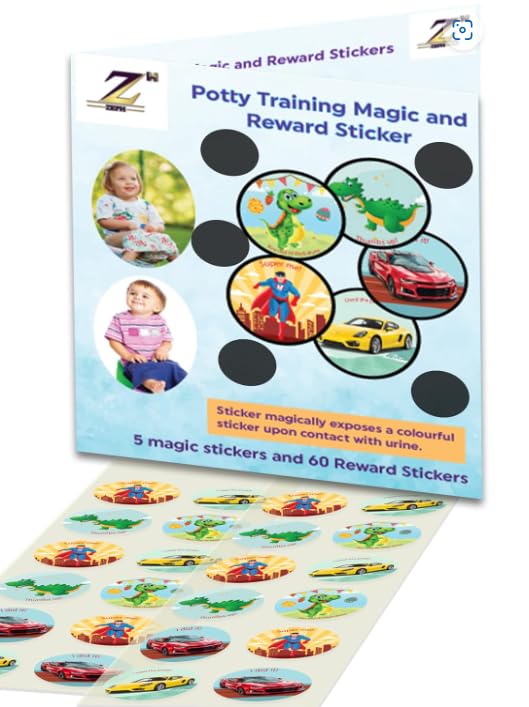 Zeph - Potty Training Magic Stickers and Reward Stickers Set - Dinosaur Toilet Colour Changing Potty Training Sticker and Reward for Toddlers