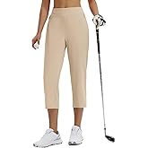baleaf 20'' Women Capris with Pockets Stretch Golf Work Dress Cropped Pants Straight Leg High Waisted Pull On Summer
