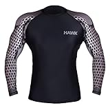 Hawk MMA & NJJ Rash Guard Crossfit Compression Base Layer Shirt Jiu Jitsu Top Men Steel Arms look - Sports Compression Top - Skin Armour