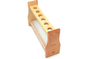Chiloskit 0.7" (18mm) Holes Wood Wooden Test Tube Rack Holder Stand for API 10ml 25ml Test Tubes Lab Tube Racks Pen Holder (10ml 6Slots)