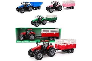 Toyland® Friction Powered Farm Tractor with Trailer - Childrens Farm Toys (Red Tractor & Trailer)
