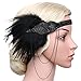 BABEYOND 1920s Flapper Headband Roaring 20s Great Gatsby Headpiece Beaded Black Feather Headband 1920s Flapper Gatsby Hair Accessories