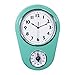 Slash Retro Vintage Old Fashioned 8.5 Inch Kitchen Wall Clock with 60 Minutes Timer (Mint Green)