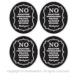 No Soliciting Sign Stickers for Home and Business, Vinyl Decals, UV Protected & Waterproof, 4 X 3.5 Inch - 4 Labels
