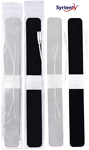 Syrtenty TENS Unit Replacement Pads - Pack of 4 Electrode Squares for Muscle Stimulation & Therapy - 1.5" x 13" Stimulator Pad Set
