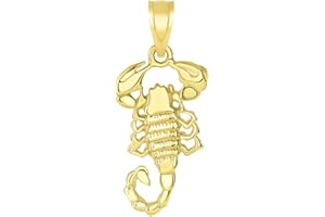 JEWELRY AMERICA Solid 14k Yellow Gold Textured Scorpion Charm Scorpio Zodiac Pendant