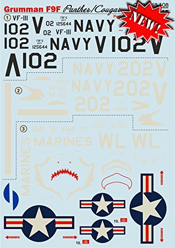 DECAL FOR AIRPLANE GRUMMAN F9F PANTHER PART-1 AIRCRAF 1/48 PRINT SCALE 48-108