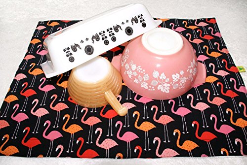 Dish Drying Mat - Pet Placemat - Appliance Mat - Dish Drainer - Pink Flamingos - RV Camp - 16"x19.5"