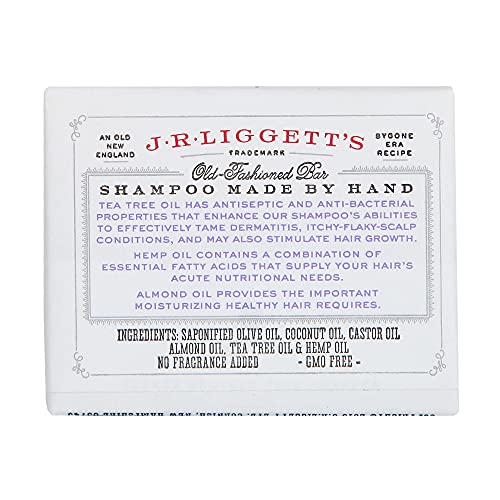 J·R·LIGGETT'S AllNatural Shampoo Bars Tea Tree & Hemp Oil Formula, Strong and Healthy Hair