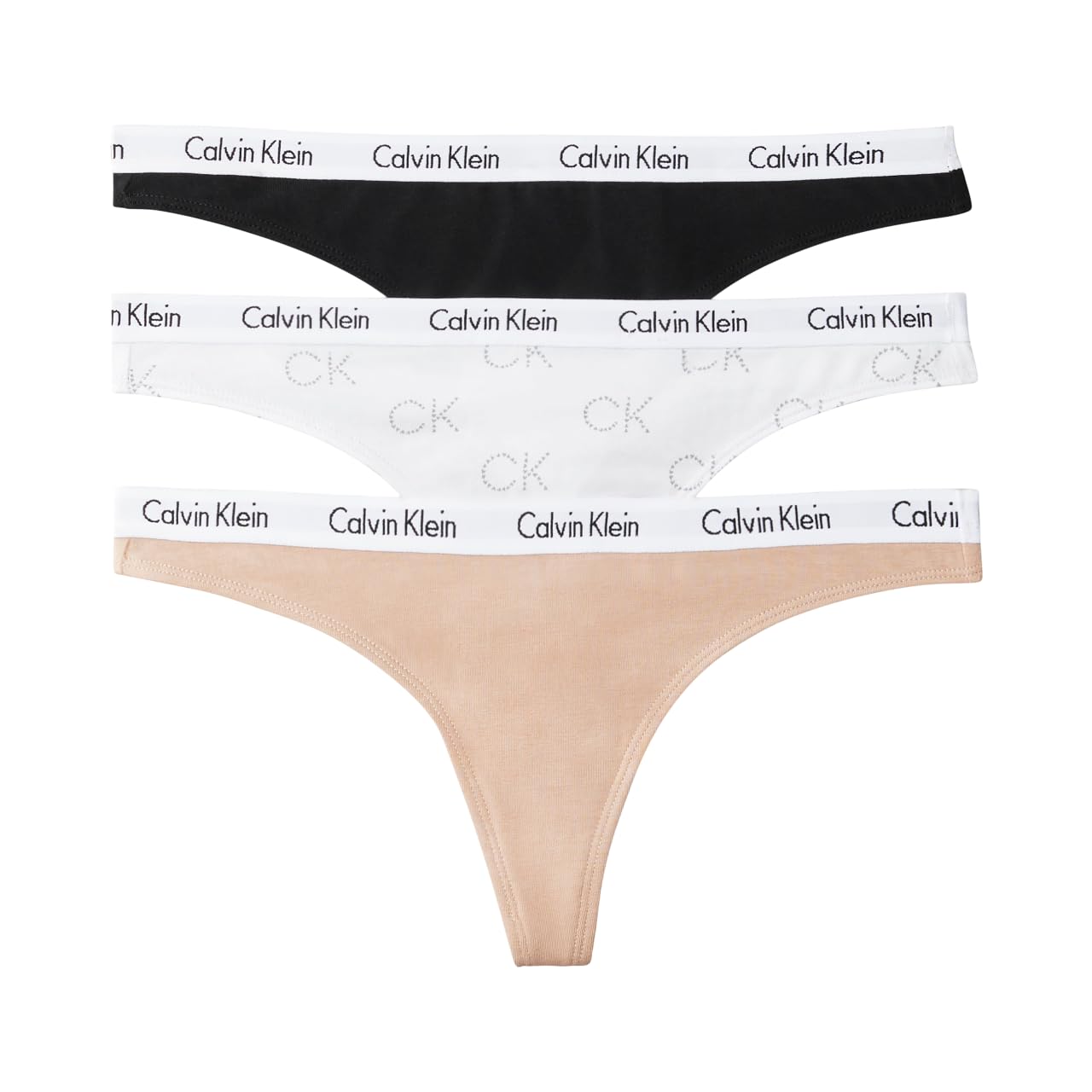 Calvin Klein Carousel Logo Cotton Stretch Thong Panties, 3 Pack Image