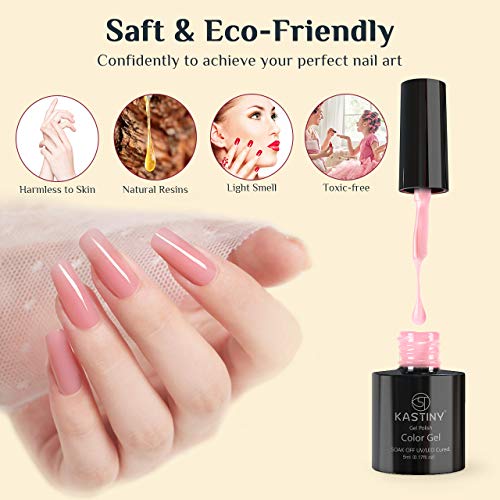Kastiny Gel Nail Polish Set, 9Pcs Classic Nude Gray Pink Gel Polish Kit with Base Glossy & Matte