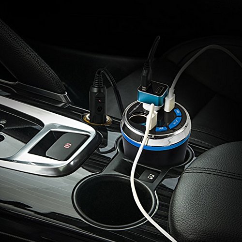 V BESTLIFE Car Fm Transmitter, FM Transmitter Bluetooth Car MP3 Player Radio Adapter Hands-Free Music Player Car Cigarette Lighter Socket Car Kit with Dual USB Port Charger - Thumbnail 4