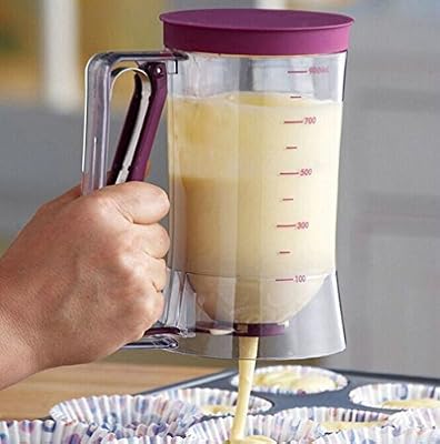 Amasawa Pancake Batter Dispenser Perfect Baking Tools of Cupcakes, Waffles, Cakes, Muffin Mix, Crepes, Donuts or Any Baked Goods for Housewife and Chef - Bakeware Maker with Measuring Label