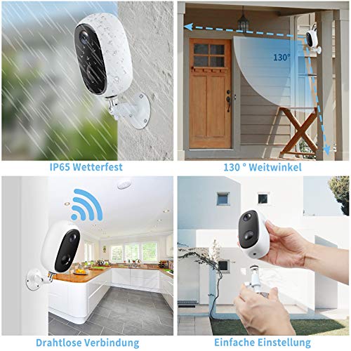 Caméra de Surveillance extérieure - Batterie 1080P - sans Fil - Caméra IP d\'extérieur - Détection de Mouvement PIR - Audio 2 Voies - Vision Nocturne de 15 m - Étanchéité IP65 - Stockage Cloud/SD