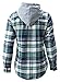 Asher Women Classic Long Sleeves Cotton Hoodie Button-up Plaid Shirts (Tag size XXL,US L, Green)