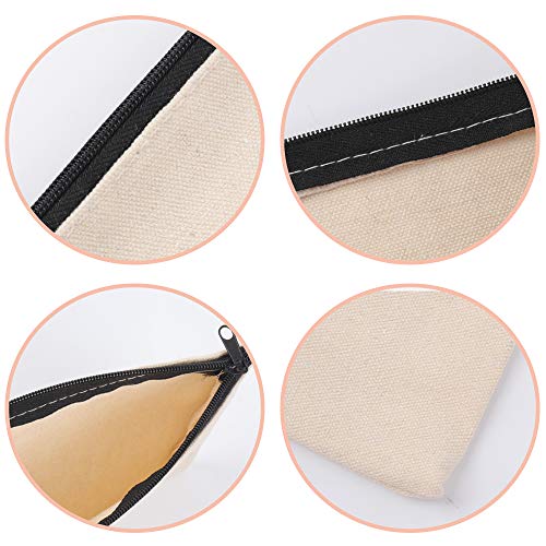 SUBANG 16 Pieces Blank DIY Craft Bags,Canvas Zipper Bag,Bill Bag,Makeup Bag,Pencil Case,Coin Cash Purse,8.27 x 4 Inches - Thumbnail 2