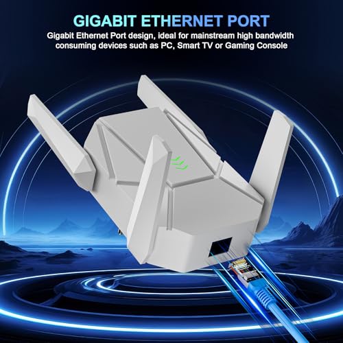 WiFi Extender, 2026 15X Fastest WiFi 6 Booster AX1800 | (5.8/2.4GHz) 18,999 sq.ft Long Range and 135+ Devices, WiFi Extender Signal Booster for Home with Ethernet Port (White)