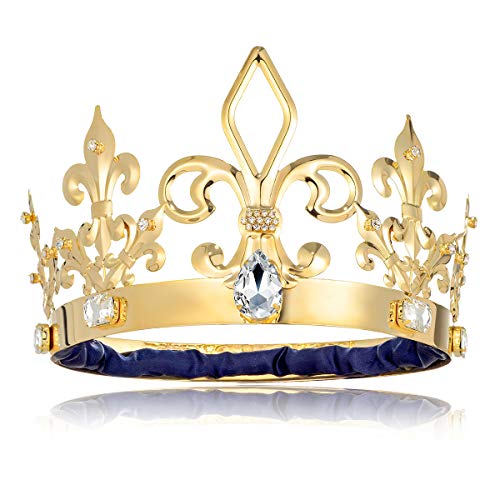 DcZeRong Adult Men Birthday King Crown Large Size Crowns Gold
