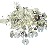100 Silver-plated Brass 10mm Flat Pad Surgical Steel Post Earring Finding Package of 50 Pair