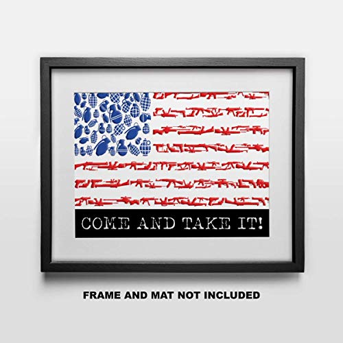 Second Amendment Come and Take It Fine Art Print - 11x14 Unframed Photo Art - Great Gift for Defenders of America and Love Their Guns. Perfect for the Game Room, Man Cave. Limited Intro Pricing