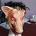 YiYi Operation Halloween Christmas Saw Mask Pig Head with Hair Animal Horrible Cosplay Masquerade Costume Latex Mask